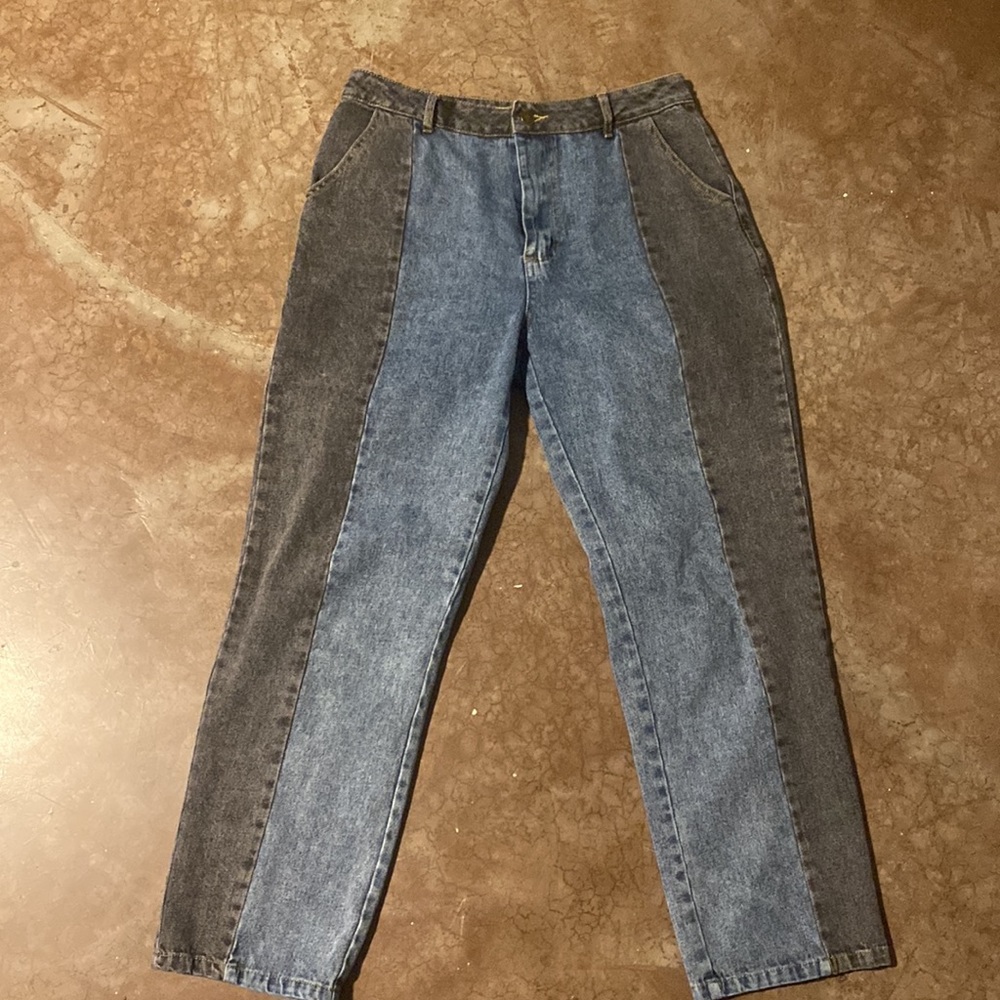 half and half mom jeans